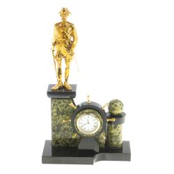 Каминные часы из бронзы &quot;Петр 1 Великий&quot; камень змеевик — 