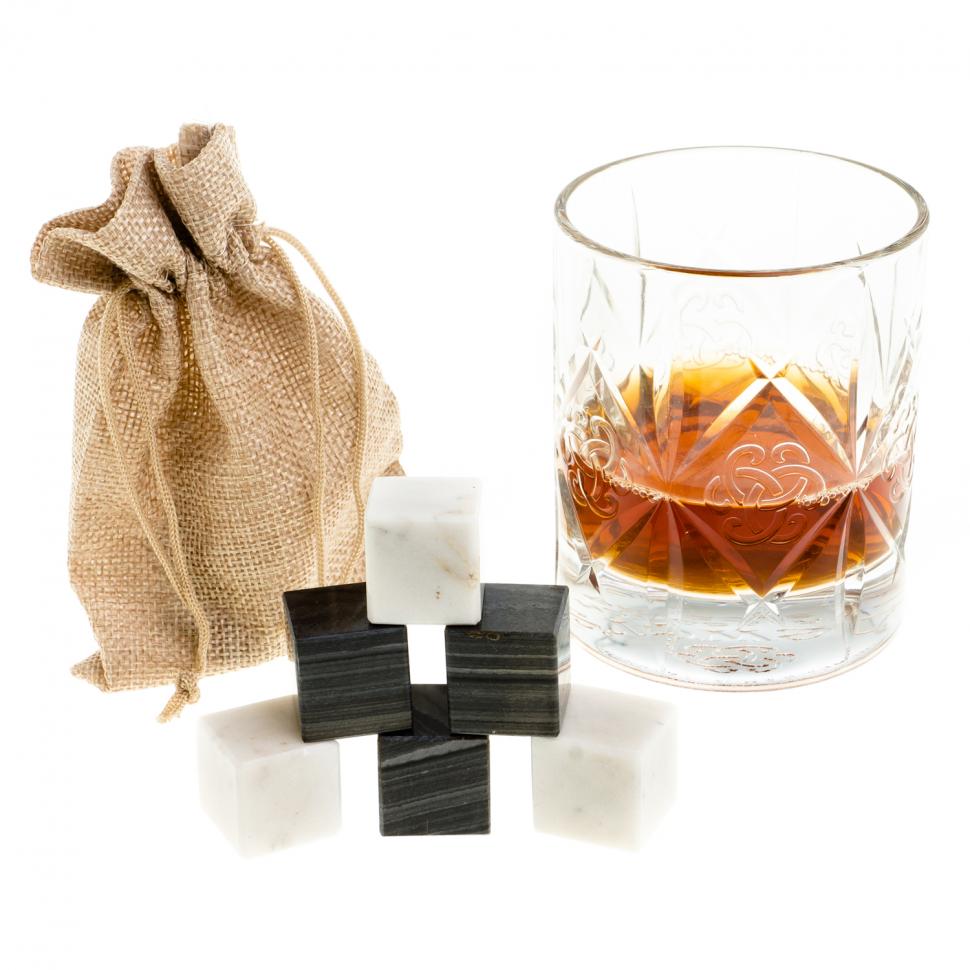 Камни для виски 6 кубиков микс белый и полосатый мрамор фото 1 — 