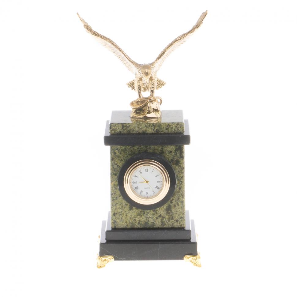 Настольные часы "Орел" камень змеевик фото 1 — 