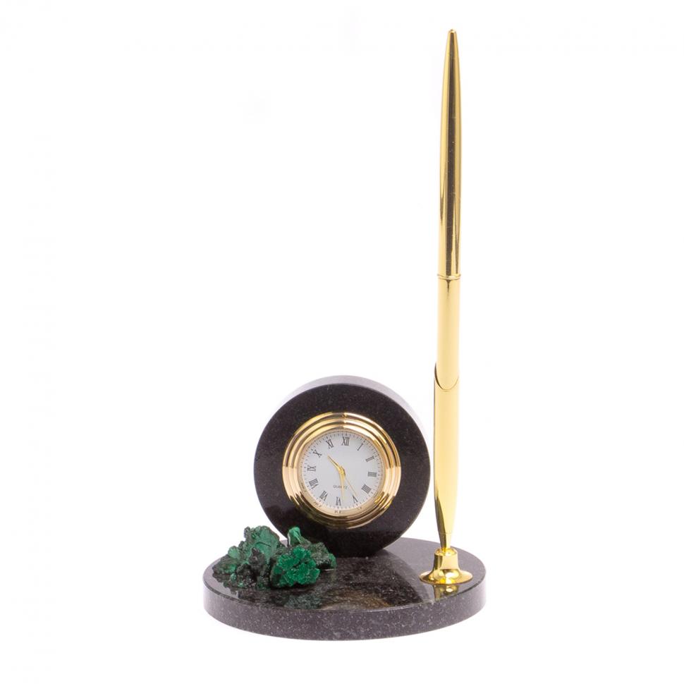 Сувенирные часы с ручкой малахит, долерит фото 1 — 