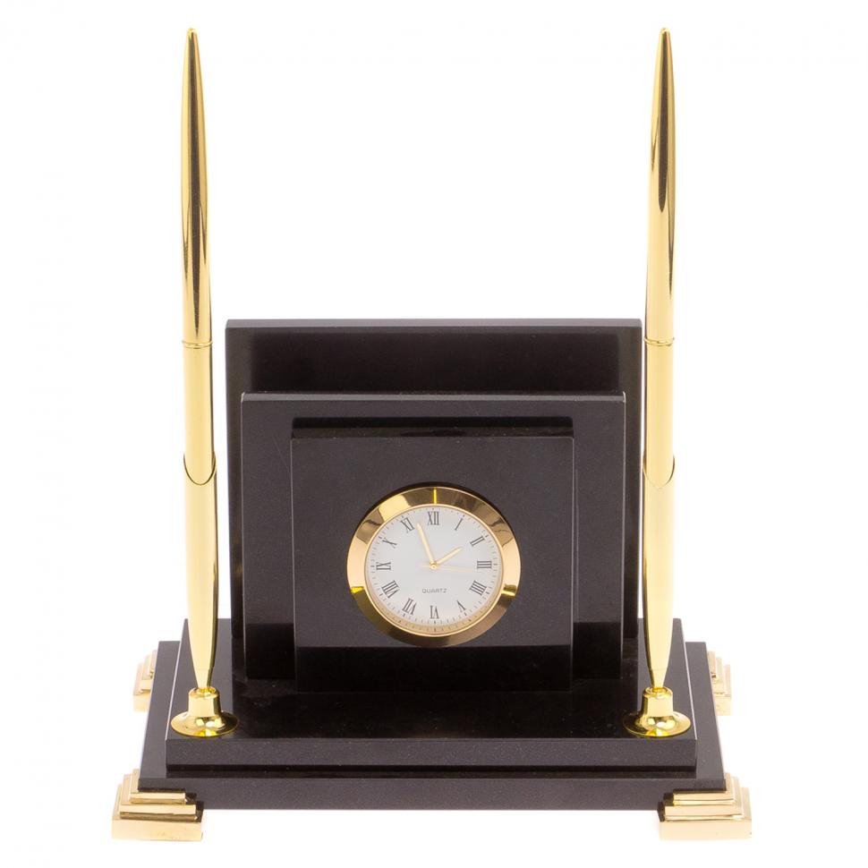 Визитница из долерита с часами "Визир" фото 1 — 