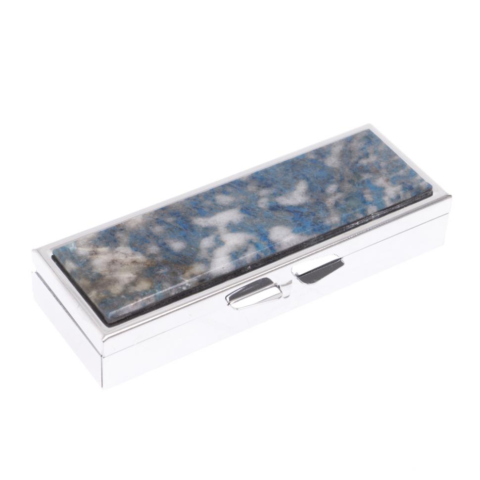 Таблетница на 3 отделения камень иркутский лазурит цвет серебро фото 1 — 