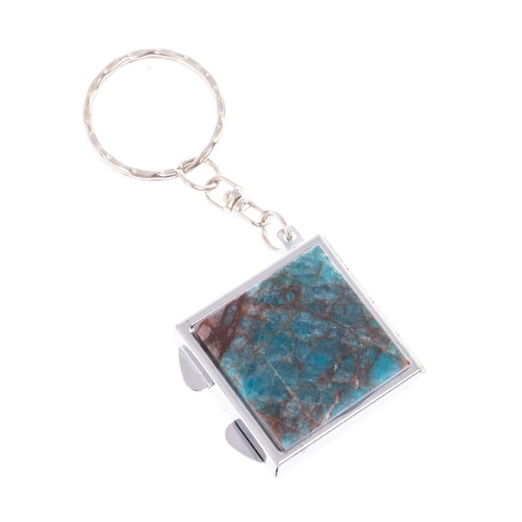 Складное зеркало брелок голубой апатит квадратное фото 1 — 