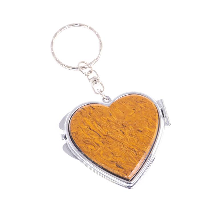 Складное зеркало брелок из змеиной яшмы Сердце фото 1 — 