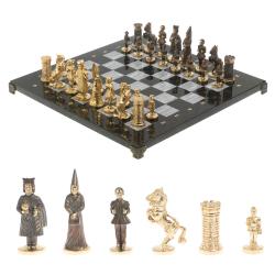 Шахматы подарочные из бронзы &quot;Камелот&quot; мрамор змеевик 40х40 см — 