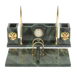 Настольный набор &quot;Щит&quot; из шабровского змеевика — 