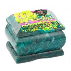 Шкатулка с росписью из каменой крошки &quot;Лето&quot; 8х6х5,5 см — 