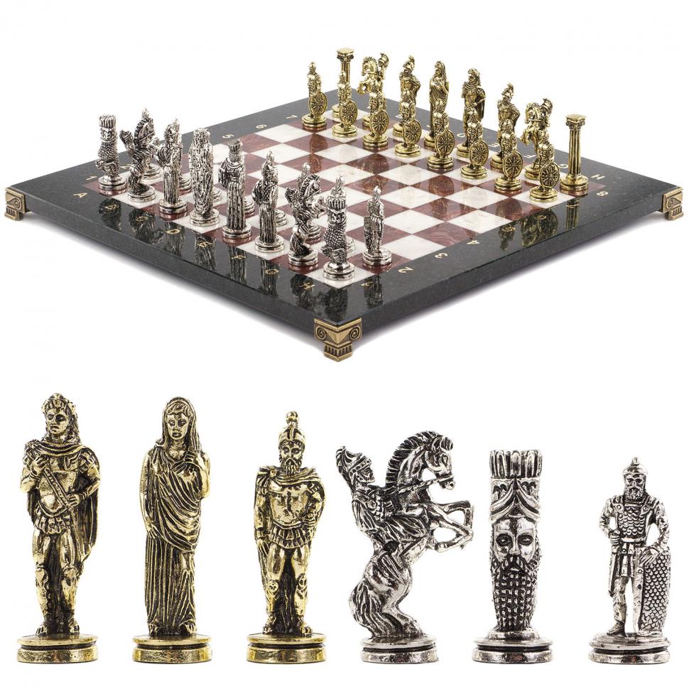 Шахматы подарочные "Александр Македонский" доска 36х36 см лемезит мрамор фото 1 — 