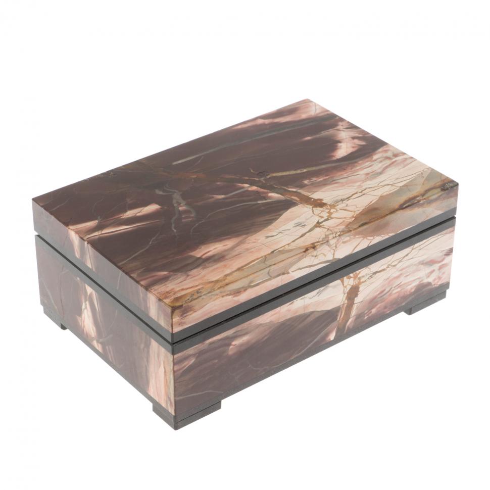 Шкатулка из камня окаменелое дерево 12х8х4,5 см фото 1 — 