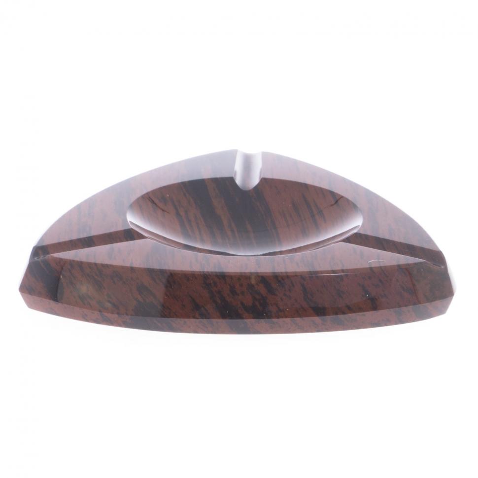 Пепельница треугольная из коричневого обсидиана 14х14х2,2 см фото 1 — 