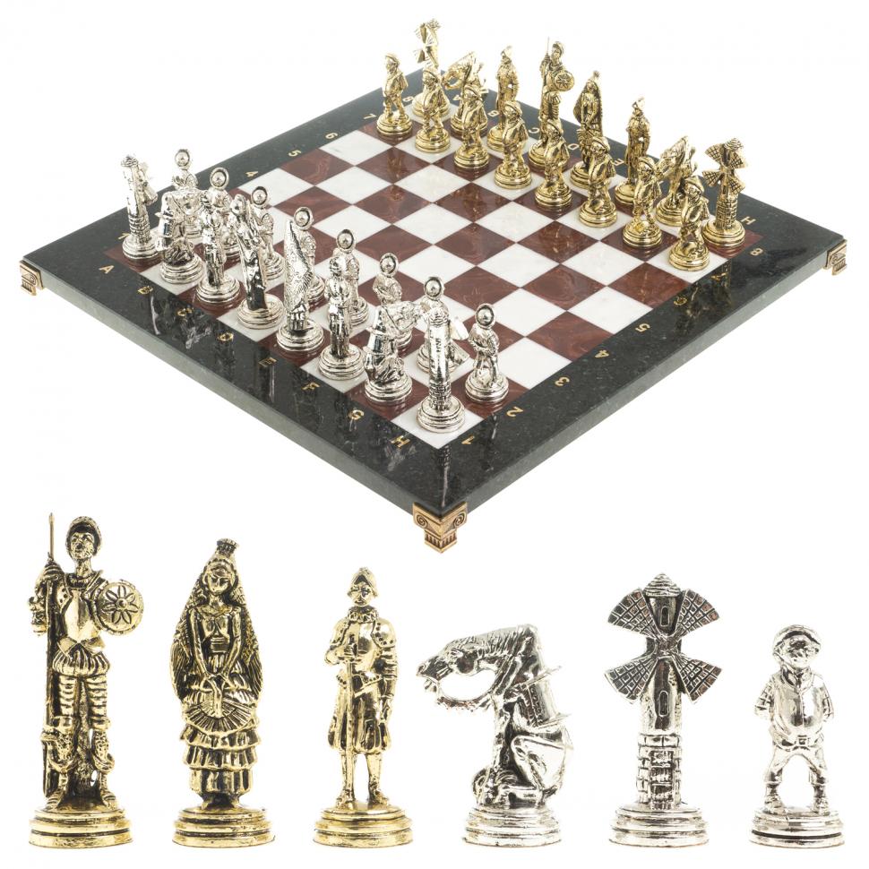 Шахматы "Дон Кихот" доска 40х40 см мрамор лемезит фото 1 — 