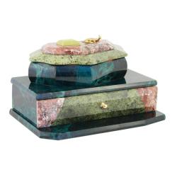 Ларец двухъярусный камень змеевик, лемезит 23x14x13 см — 