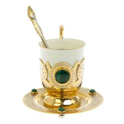 Кофейная пара &quot;Малахитовая&quot; фарфор 170 мл Златоуст — 
