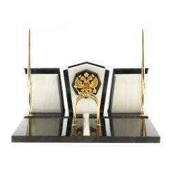 Настольный набор из мрамора &quot;Галант&quot; с гербом РФ — 