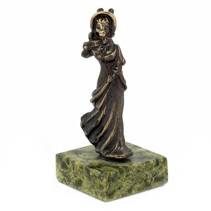 Статуэтка из бронзы на подставке из змеевика "Коза" фото 1 — 