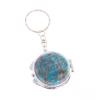 Складное зеркало брелок голубой апатит круглое фото 1 — 