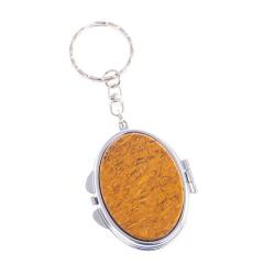 Складное зеркало брелок из змеиной яшмы овальное — 