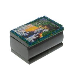 Шкатулка &quot;Хозяйка медной горы. Зима&quot; змеевик 10х6,5х6 см — 