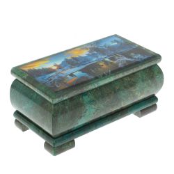Шкатулка &quot;Зимний рассвет&quot; из змеевика 16х8х7,5 см — 