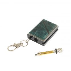 Брелок огниво &quot;Вечная спичка&quot; с накладкой из камня зеленый аппатит 2,8х1,3х5 см — 