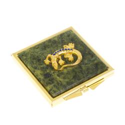 Зеркальце квадратное из змеевика круглая ящерица цвет золото — 