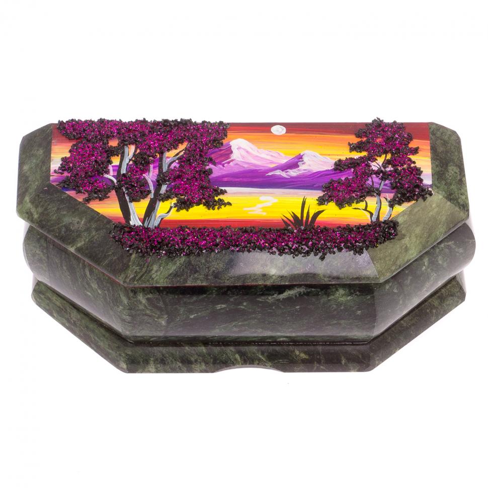 Шкатулка с расписной крышкой "Рассвет" 17х7,5х6 см фото 1 — 