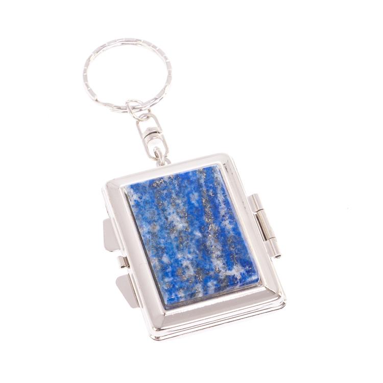 Складное зеркало брелок из афганского лазурита прямоугольное фото 1 — 