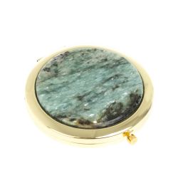 Зеркало карманное круглое из камня парагонит цвет золото — 