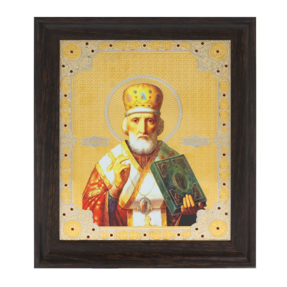 Икона "Николай Чудотворец" багет 24,5х28,5 см фото 1 — 