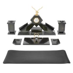 Письменный набор &quot;Орел&quot; из нефрита с настольным ковриком — 