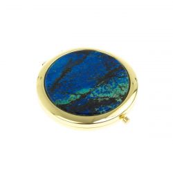Зеркало круглое из камня азурит цвет золото — 