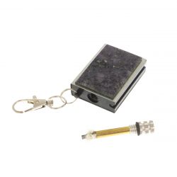 Брелок огниво &quot;Вечная спичка&quot; с накладкой из камня флюорит фиолетовый 2,8х1,3х5 см — 