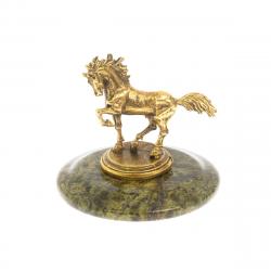 Статуэтка &quot;Лошадка&quot; на подставке из змеевика (металл) — 