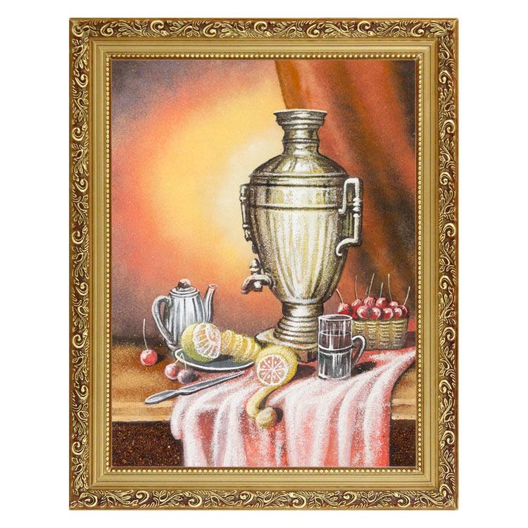 Натюрморт с самоваром багет 36х46 см, каменная крошка фото 1 — 