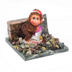 Сувенир &quot;Обезьянка с колокольчиком №4&quot; змеевик — 