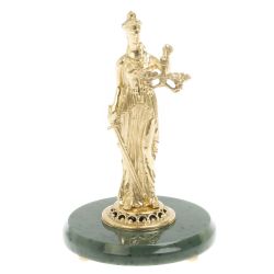 Бронзовая статуэтка &quot;Фемида&quot; на подставке из нефрита 10х10х15 см — 