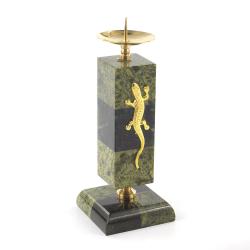 Подсвечник с ящерицей камень змеевик — 