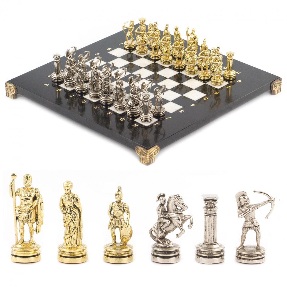 Шахматы "Лучники" доска 28х28 см мрамор фото 1 — 