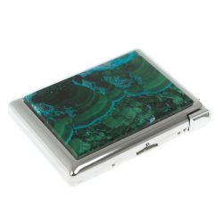 Портсигар 20 сигарет с зажигалкой камень малахит с хризоколлой — 