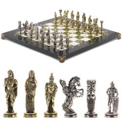 Шахматы декоративные &quot;Александр Македонский&quot; доска 36х36 см мрамор змеевик — 