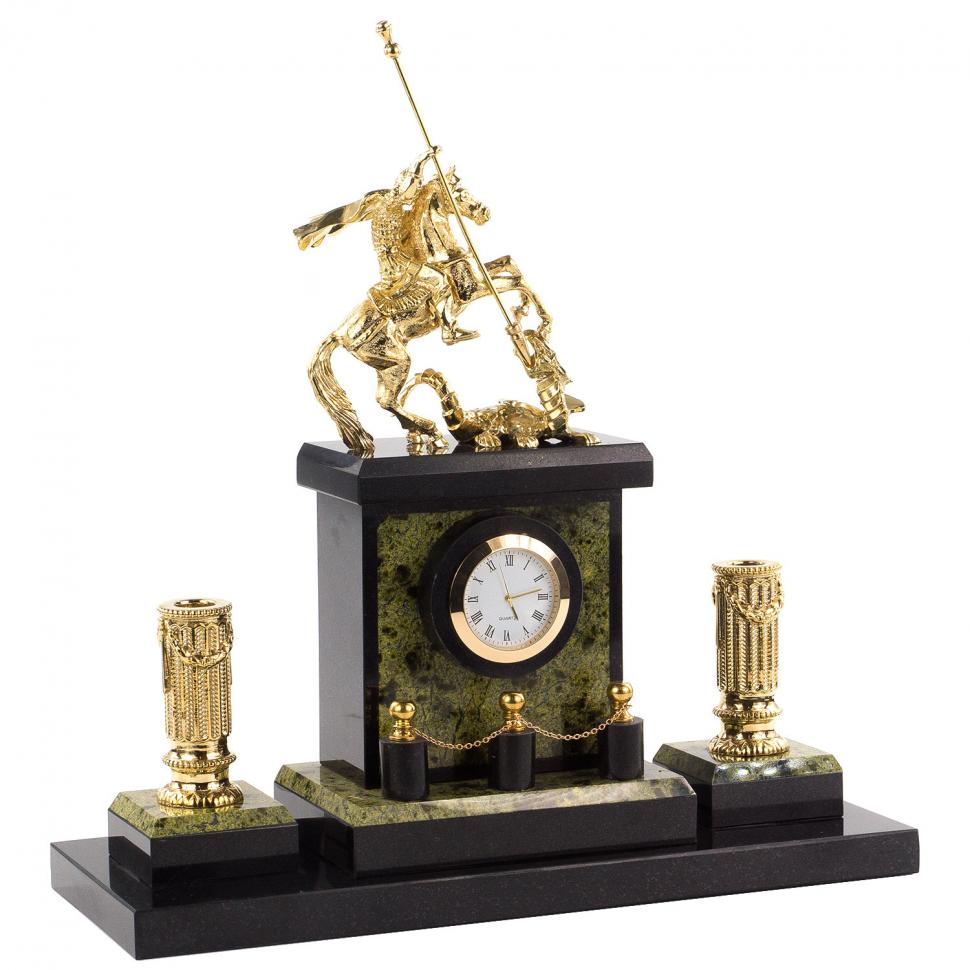 Настольный набор "Святой Георгий Победоносец" камень змеевик бронза фото 1 — 