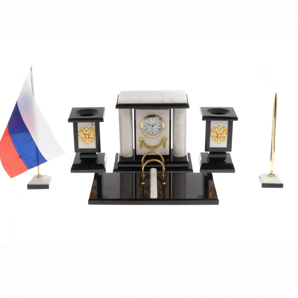 Настольный набор "Премьер" из белого мрамора фото 1 — 