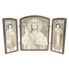 Икона складная триптих "Спаситель, Св.Пантелеймон, Св.Николай" арка камень обсидиан фото 1 — 