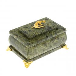 Шкатулка с зеркалом на ножках камень змеевик 10х7х6 см — 