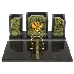 Настольный набор из змеевика &quot;Грани&quot; с гербом РФ — 