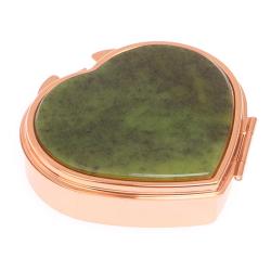 Таблетница &quot;Сердце&quot; на 3 отделения камень нефрит цвет красное золото — 