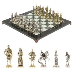 Подарочные шахматы &quot;Русь&quot; доска 40х40 см мрамор шабровский змеевик — 