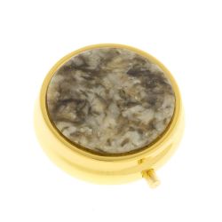 Таблетница на 3 отсека камень жельбертит цвет золото — 