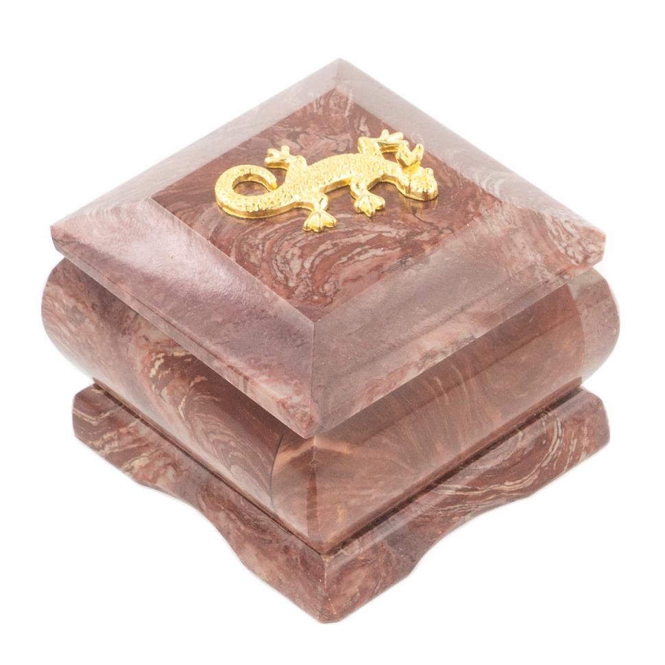 Шкатулка лемезит с ящерицей 7х7х6 см фото 1 — 