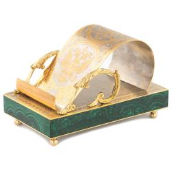 Подставка для телефона &quot;Герб России&quot; камень малахит Златоуст — 